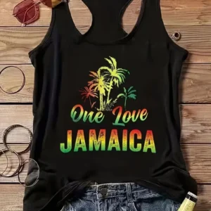 One Love Jamaica Palm Tree Print - Tank Top