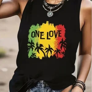 Vintage Print Pattern Women's ONE LOVE Tank Top