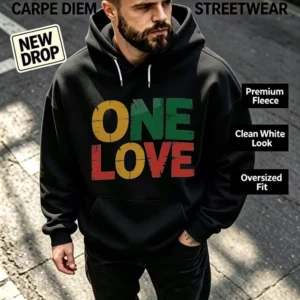 Men's One Love Reggae Oversized Streetwear Hoodie