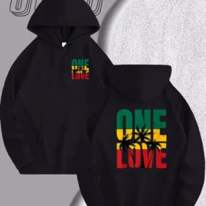 Men's One Love Palm Tree Graphic Pullover Hoodie
